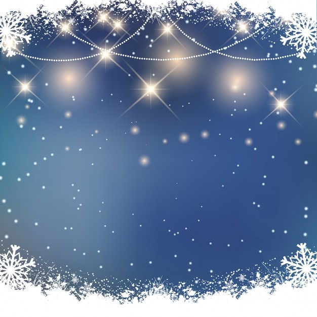 Kerst achtergrond met sneeuwvlokken en verlichting Vector | Gratis Download