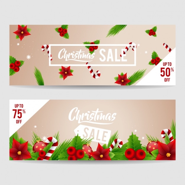 Kerst banners collectie Gratis Vector