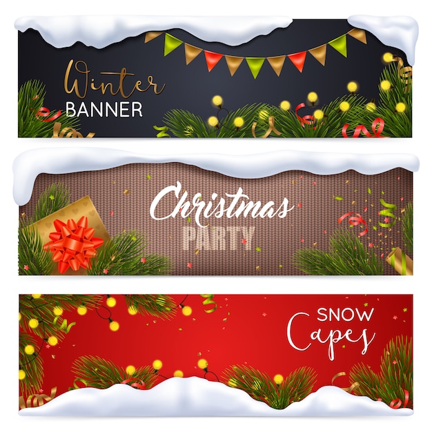 Kerst banners set Gratis Vector