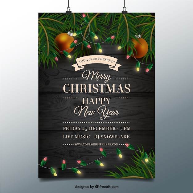 Kerst decoratie poster Gratis Vector