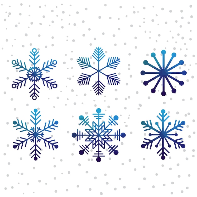 Kerst sneeuw vector icon set Premium Vector