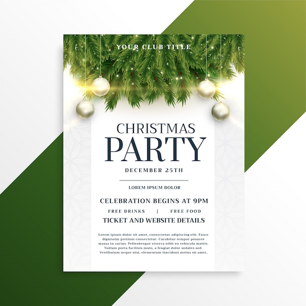 Kerst vakantie partij flyer ontwerpsjabloon Gratis Vector