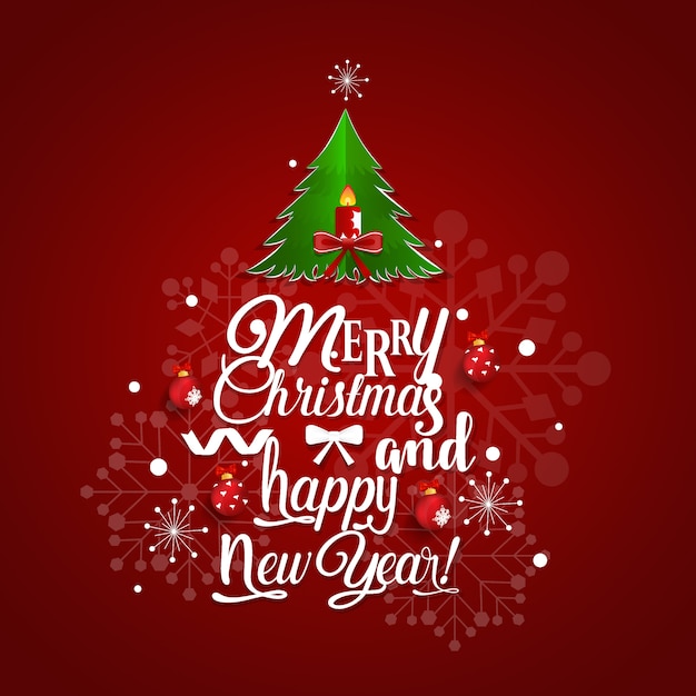 Kerst wenskaart met merry christmas belettering | Premium Vector