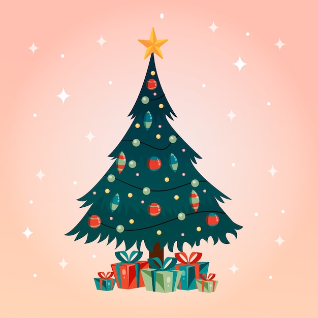 Kerstboomconcept met uitstekend ontwerp Gratis Vector