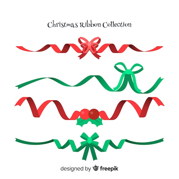 Kerstlintcollectie in plat ontwerp Gratis Vector