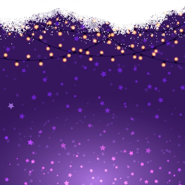 Kerstverlichting op een paarse achtergrond | Gratis Vector