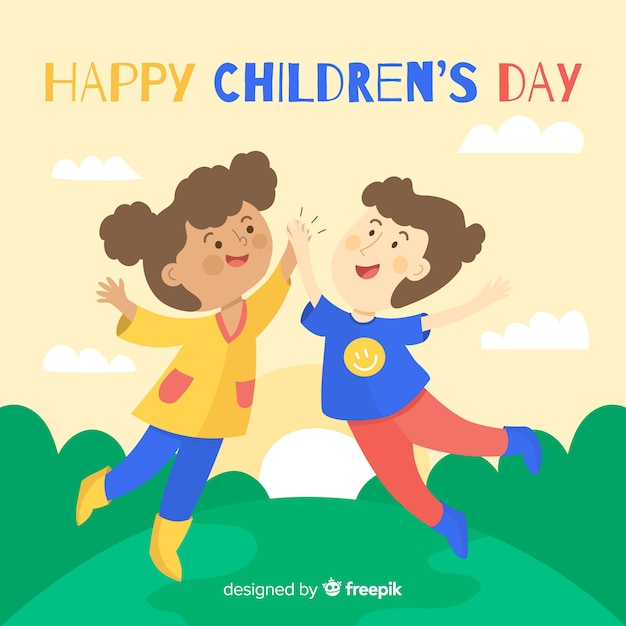 Kinderdag concept in plat ontwerp Gratis Vector