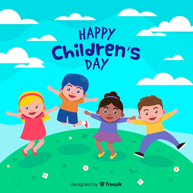 Kinderdag concept in plat ontwerp Gratis Vector