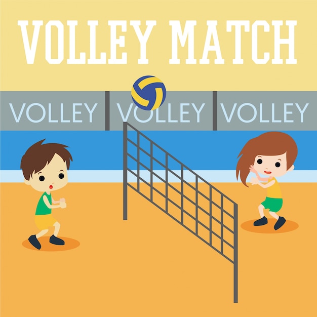 Communicatie netwerk ik heb honger Ik was mijn kleren Kinderen volleybal illustratie | Premium Vector