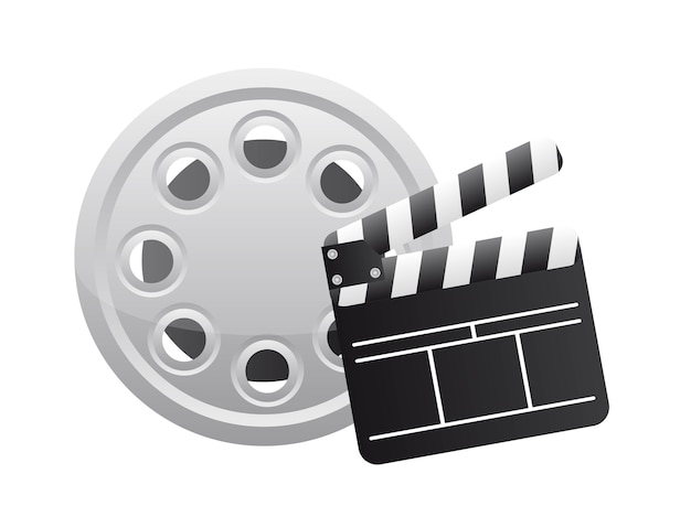Kleppenraad met filmstrook over witte vector als achtergrond Premium Vector