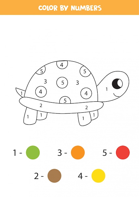 Verwonderend Kleur schattige cartoon schildpad op nummer. kleurplaat voor KK-64