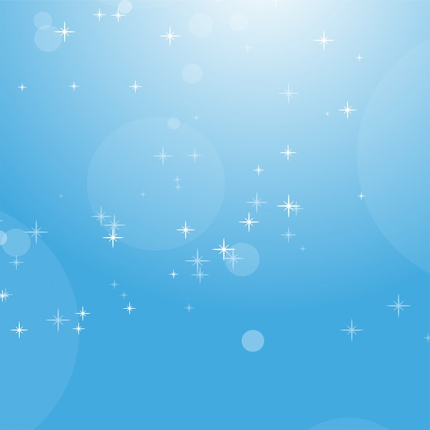 Kleuren abstracte achtergrond van blauwe hemel met bokeh en sterren. Premium Vector