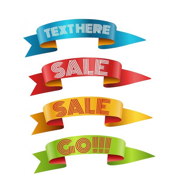 Kleurenlinten met tekst vectorinzameling. sjabloon voor een tekst. banners collectie geïsoleerd op wit Premium Vector