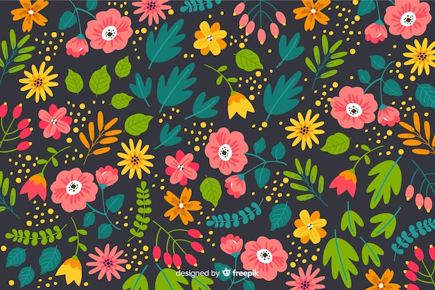 Kleurrijk bloemen vlak ontwerp als achtergrond Gratis Vector