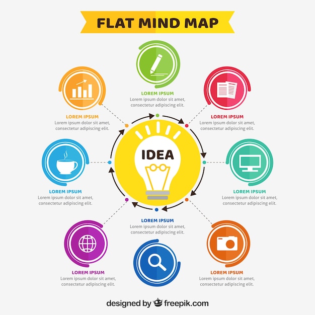 Kleurrijk diagram met idee en cirkels Gratis Vector