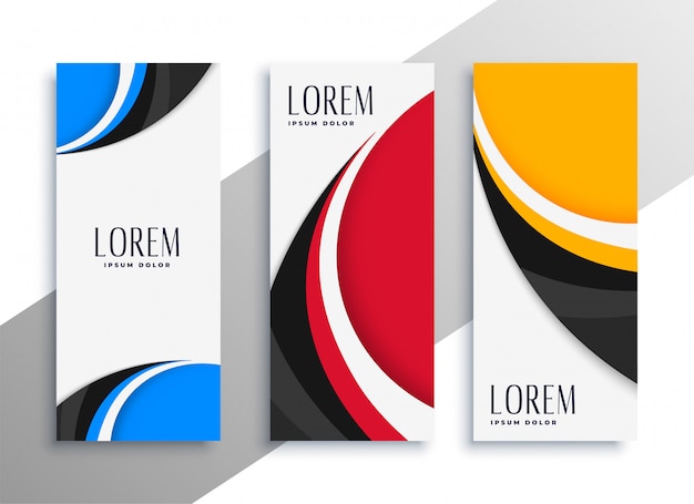 Kleurrijk golvend verticaal visitekaartje of bannerontwerp Gratis Vector