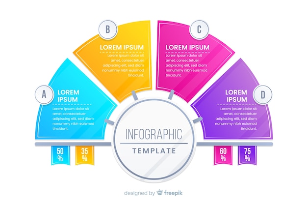 Kleurrijk infographic sjabloon plat ontwerp Gratis Vector