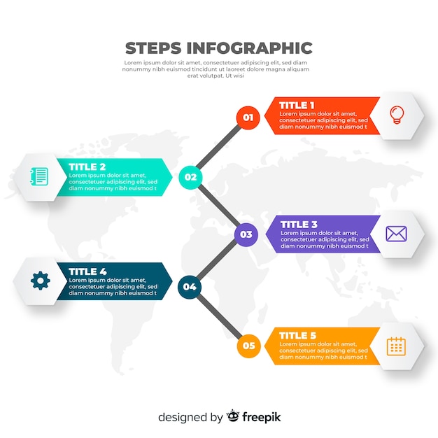 Kleurrijk infographic stappen vlak ontwerp Gratis Vector