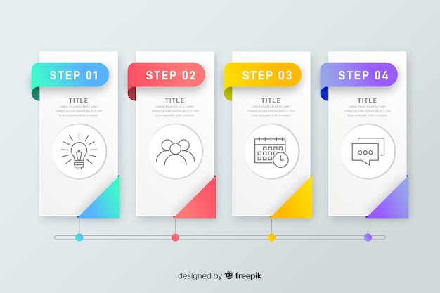 Kleurrijk infographic stappen vlak ontwerp Gratis Vector