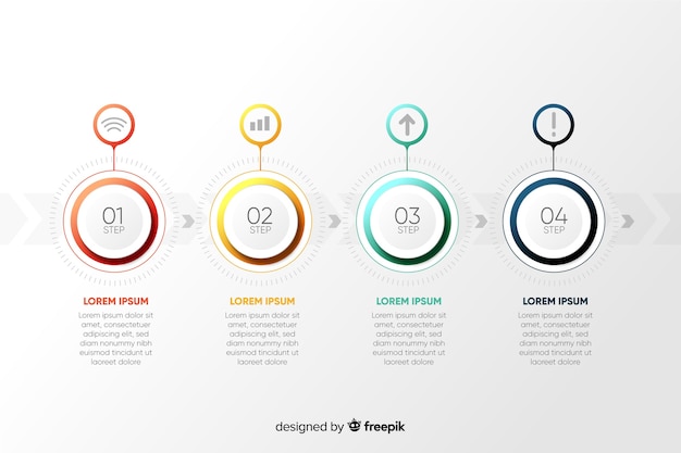 Kleurrijk infographic stappen vlak ontwerp Gratis Vector