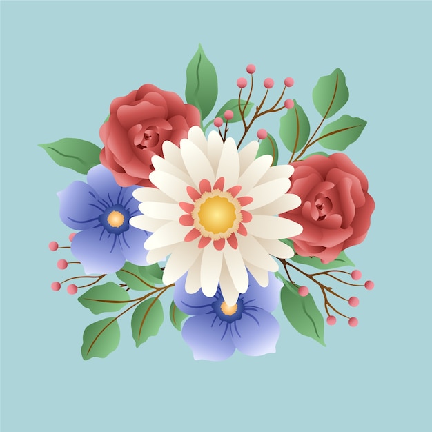 Kleurrijk vintage boeket bloemen Gratis Vector