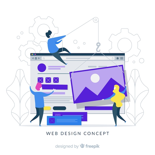 Kleurrijk webontwerpconcept met vlak ontwerp Gratis Vector