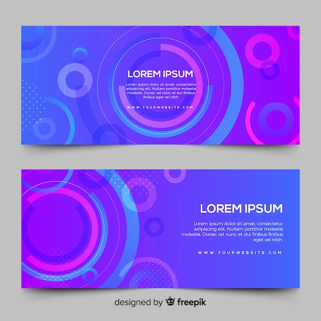 Kleurrijke banners met abstracte vormen Gratis Vector