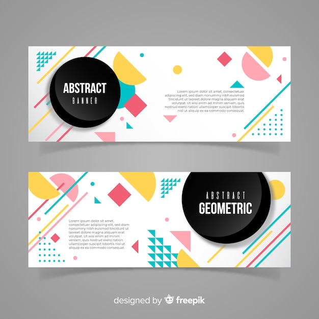 Kleurrijke banners met geometrisch ontwerp Gratis Vector