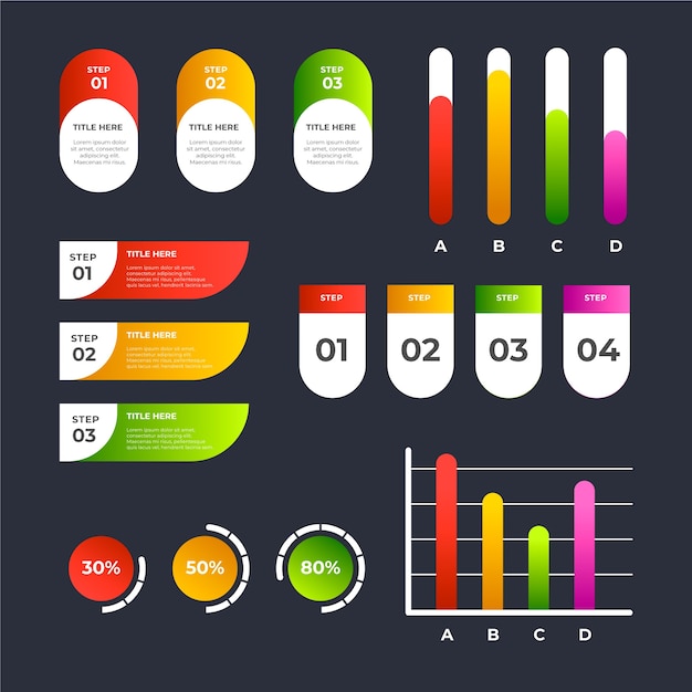Kleurrijke gradiënt infographic elementen Gratis Vector
