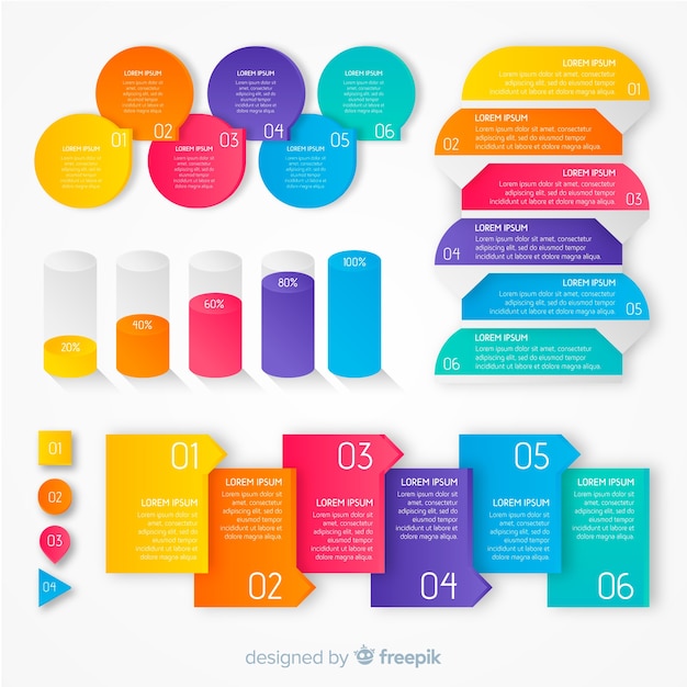 Kleurrijke gradiënt infographic sjablonen Gratis Vector