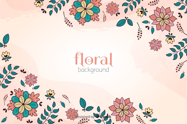 Kleurrijke hand getekend floral achtergrond Gratis Vector