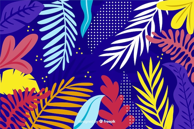Kleurrijke hand getrokken abstracte bladerenachtergrond Gratis Vector