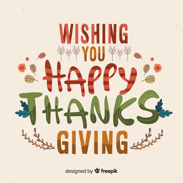 Kleurrijke happy thanksgiving belettering Gratis Vector