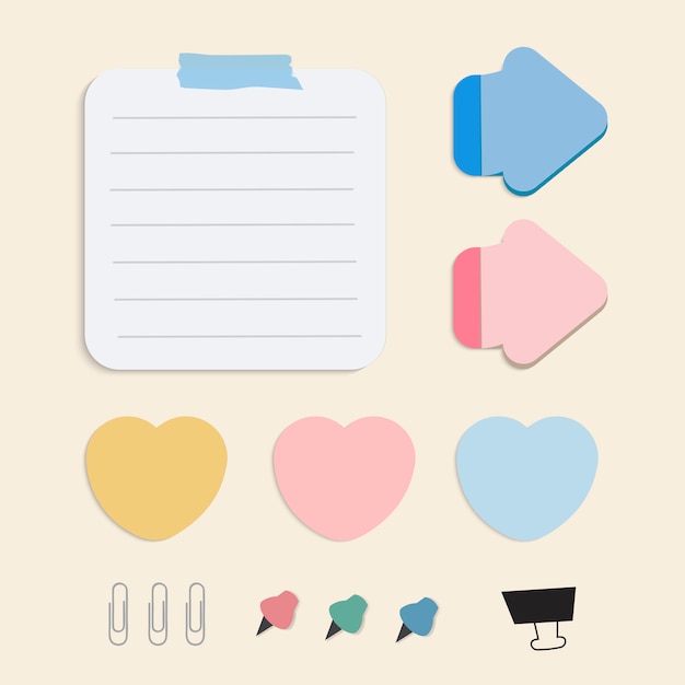 Kleurrijke herinnering papier notities vector set Gratis Vector