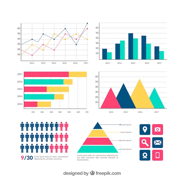 Kleurrijke infographic elementeninzameling in vlakke stijl Gratis Vector