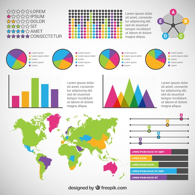 kleurrijke infographic met wereldkaart vector