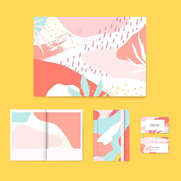 Kleurrijke memphis ontwerp lay-out vector set Gratis Vector