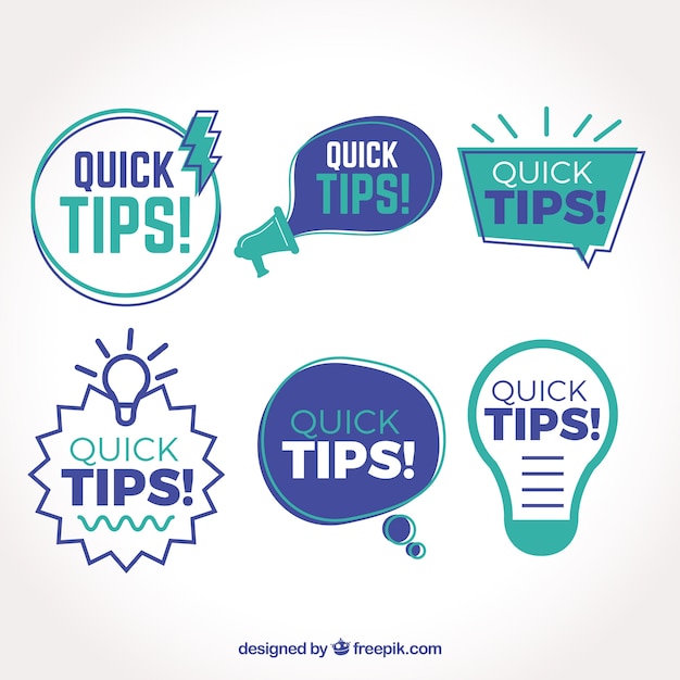 Kleurrijke set van tip etiketten met platte ontwerp Gratis Vector