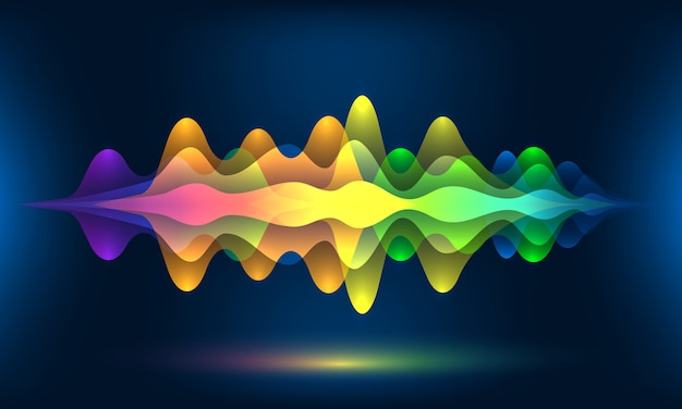 Kleurrijke stemgolven of bewegingsgeluid frequentie ritme radio dj amplitude Premium Vector