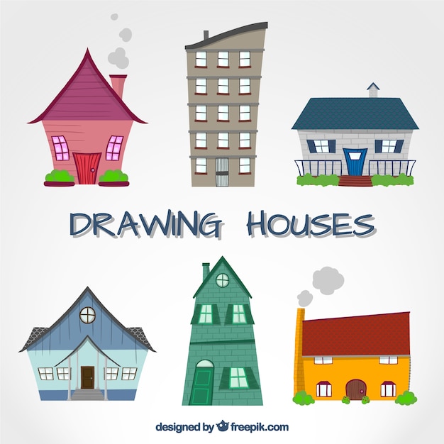 Goede Kleurrijke tekening huizen | Gratis Vector NW-73
