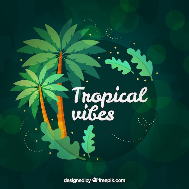 Kleurrijke tropische achtergrond met palmbomen Gratis Vector