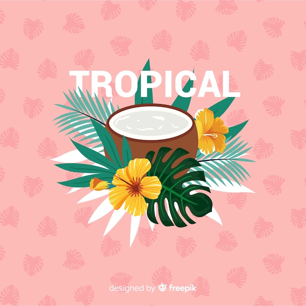 Kleurrijke tropische achtergrond met platte ontwerp Gratis Vector