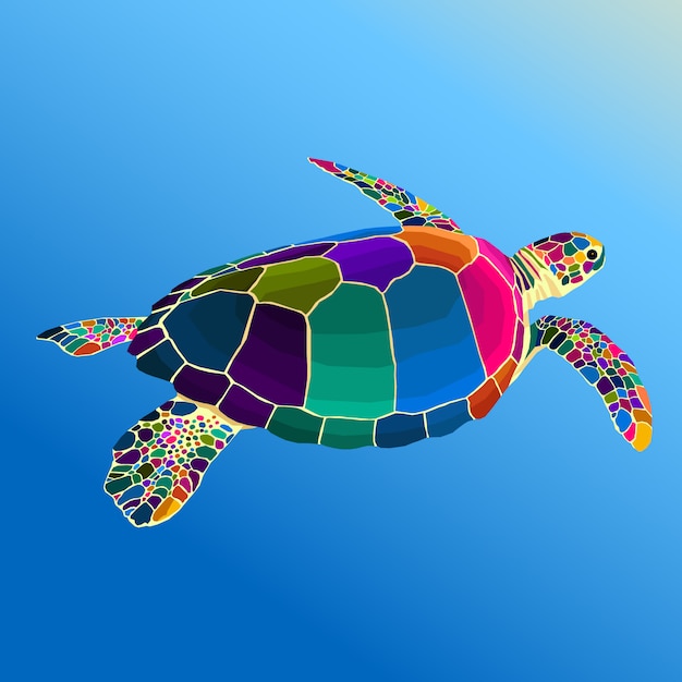 Kleurrijke turtle pop-art vector stijl Premium Vector