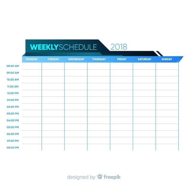 Kleurrijke wekelijkse planningsmalplaatje met vlak ontwerp Gratis Vector