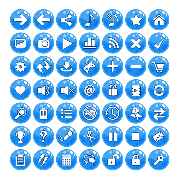 Knop gui-stijl jelly kleur blauw. Premium Vector