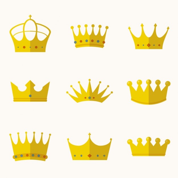 Kronen collectie in plat design Gratis Vector
