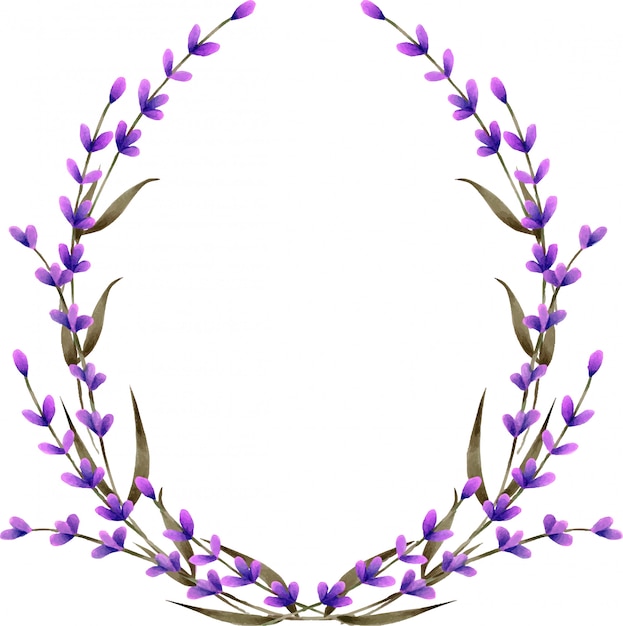 Kroon, frame grens met aquarel lavendel bloemen Premium Vector