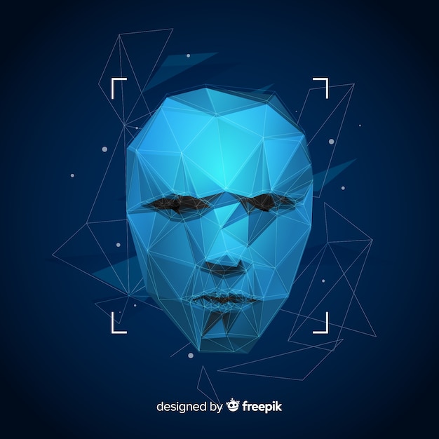 Kunstmatige gezichtsherkenning abstracte technologie Gratis Vector