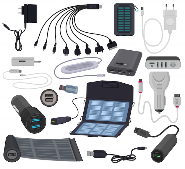 Lader vector mobiele kabel power charge technologie voor smartphone Premium Vector