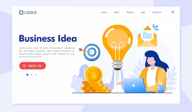 Landingspagina bedrijfsidee website sjabloon Premium Vector
